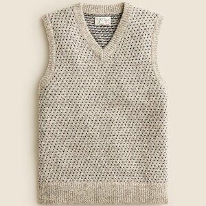 NWT J Crew 100% English Wool Bird's Eye Sweater Vest in Beige